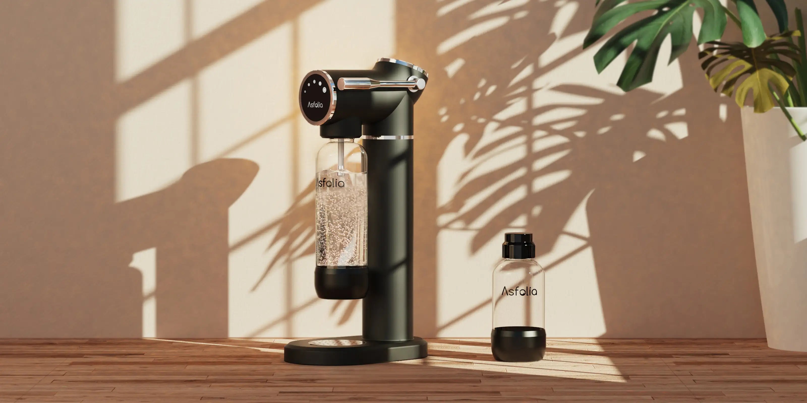 LED sparkling water maker in sunset