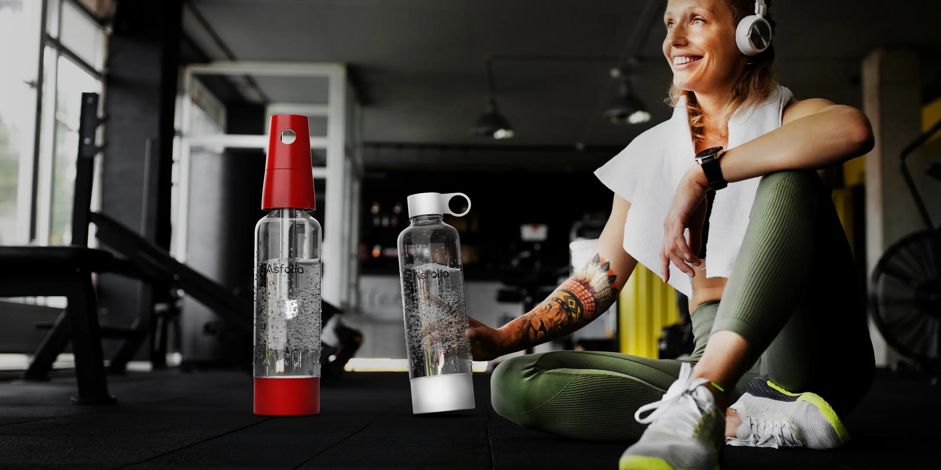 bush portable sparkling water maker in fitness center